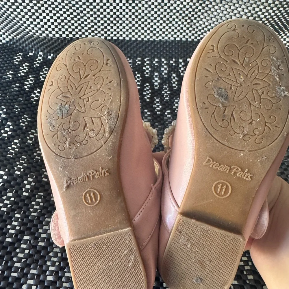 Dream Pairs Blush Pearl Bow Kids Dress Shoes